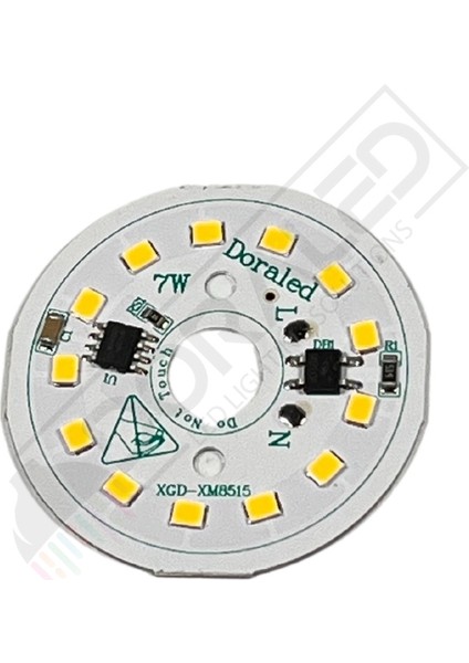 220Volt 7Watt Smd 2835 Ledli Led Modül 10mm Delik Çaplı Gün Işığı 220V 7W Avize Ledi 44mm(3 Adet)