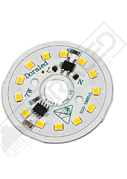 220Volt 7Watt Smd 2835 Ledli Led Modül 10mm Delik Çaplı Gün Işığı 220V 7W Avize Ledi 44mm(3 Adet)