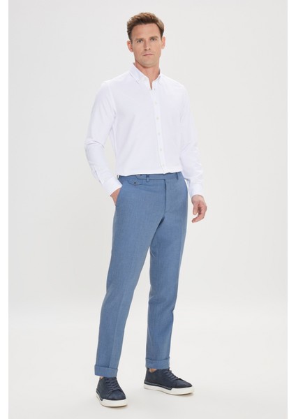 Slim Fit Dar Kesim Desenli Yünlü Yan Cepli Pantolon modelleri