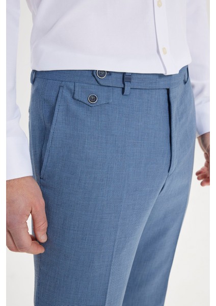 Slim Fit Dar Kesim Desenli Yünlü Yan Cepli Pantolon fırsatları