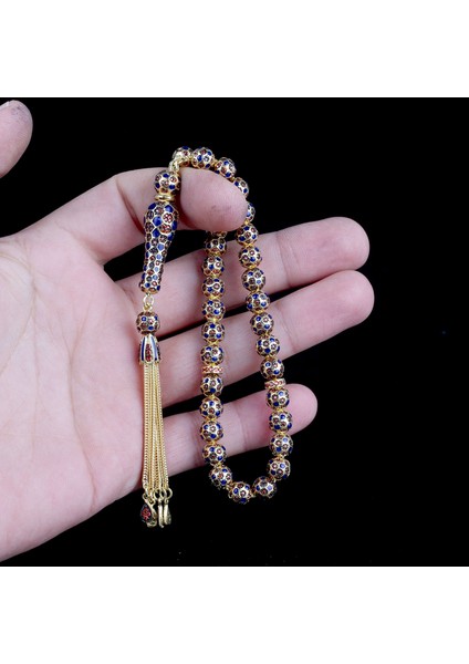 Tesbihsepetim Futbol Topu Model Zirkon Taşlı Siyah Mineli 925 Ayar Gümüş Tesbih modelleri