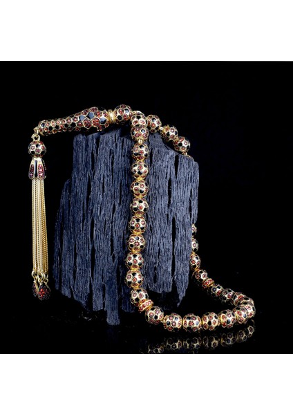 Tesbihsepetim Futbol Topu Model Zirkon Taşlı Siyah Mineli 925 Ayar Gümüş Tesbih