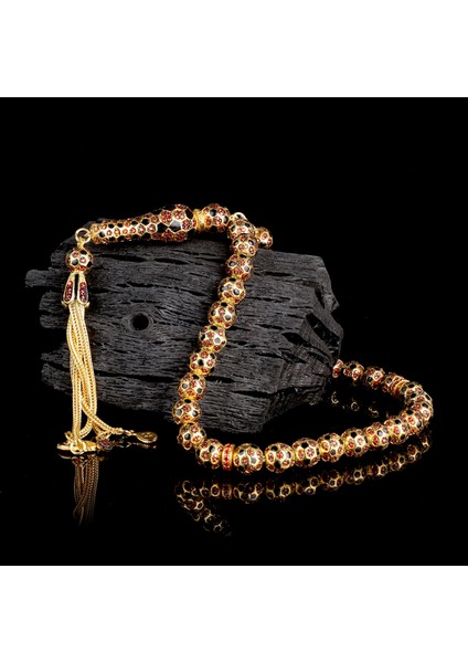 Tesbihsepetim Futbol Topu Model Zirkon Taşlı Siyah Mineli 925 Ayar Gümüş Tesbih fiyatları