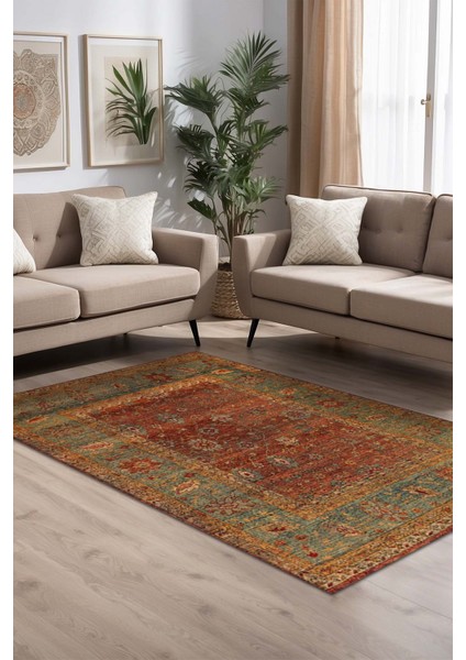 Rubby Vintage Kadife Yıkanabilir Kaymaz Pamuk Tabanlı Salon Halısı