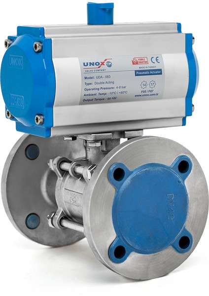 DN40-11/2" Çift Etkili Pnömatik Aktüatörlü Paslanmaz 2 Parçalı Flanşlı Küresel Vana modelleri