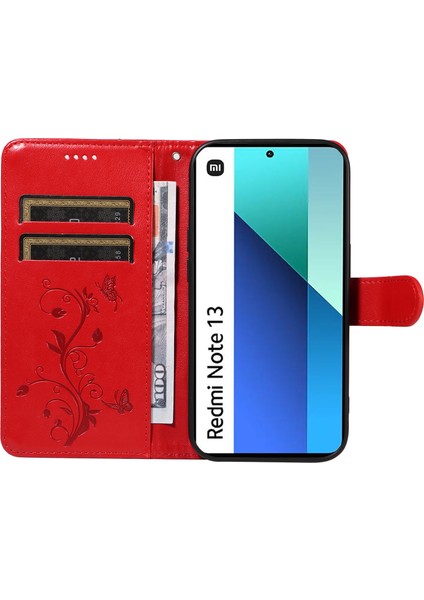 Xiaomi Redmi Note 13 4g Deri Kılıf Çiçek Cüzdan Telefon Kapağı (Yurt Dışından)