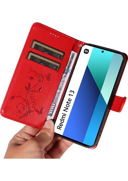 Xiaomi Redmi Note 13 4g Deri Kılıf Çiçek Cüzdan Telefon Kapağı (Yurt Dışından)