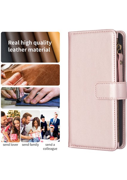 Xiaomi Redmi Note 13 Pro+ 5g Deri Cüzdan Kılıfı Zipper Cep Stand Telefon Kapağı (Yurt Dışından)