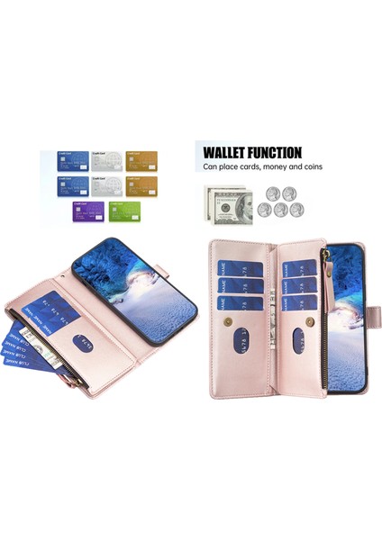 Xiaomi Redmi Note 13 Pro+ 5g Deri Cüzdan Kılıfı Zipper Cep Stand Telefon Kapağı (Yurt Dışından)