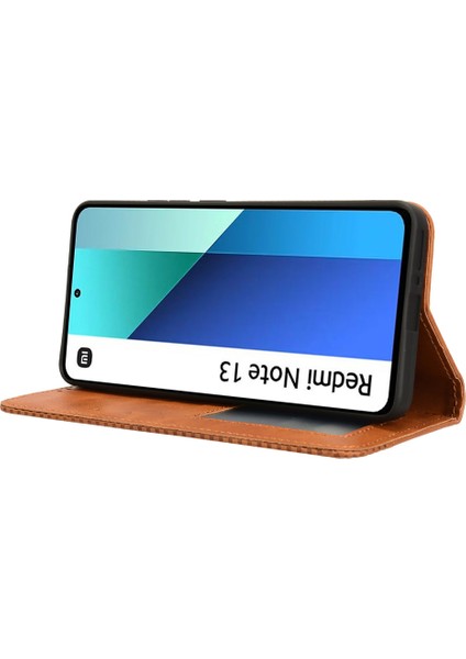Xiaomi Redmi Note 13 4g Deri Kasa Cüzdan Katlama Standı Retro Telefon Kapağı (Yurt Dışından)
