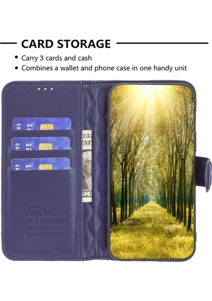 Xiaomi Redmi Note 13 Pro 5g Rhombus Case Pu Deri Folio Flip Cover (Yurt Dışından)