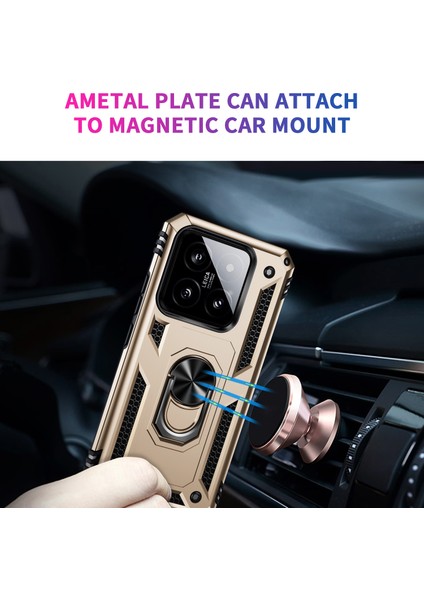 Xiaomi 14 Damla Geçirmez Kasa Pc+Tpu Telefon Geri Kapak Yüzüğü Kickstand (Yurt Dışından) modelleri