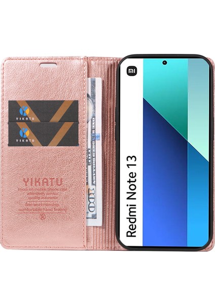 Xiaomi Redmi Note 13 4g Manyetik Kapanış Litchi Doku Deri Kılıf (Yurt Dışından)