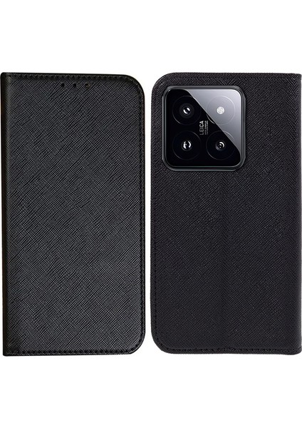 Xiaomi 14 Çapraz Doku Manyetik Otomatik Kapanan Damla Korumalı Telefon Kapağı (Yurt Dışından)