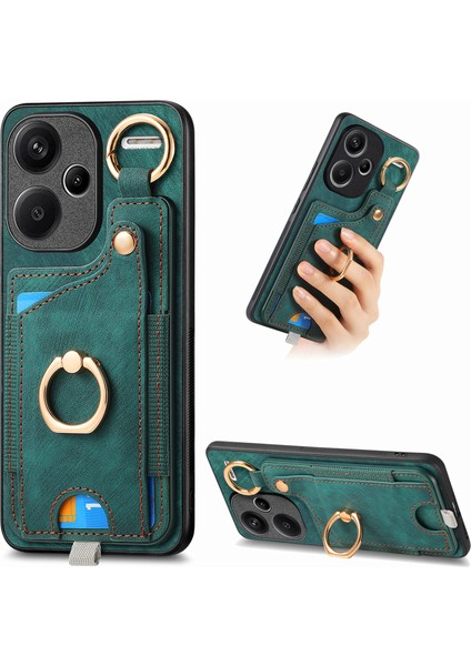 Xiaomi Redmi Note 13 Pro+ 5g Retro Deri Arka Kapak Halkası Kart Tutucu ile (Yurt Dışından)