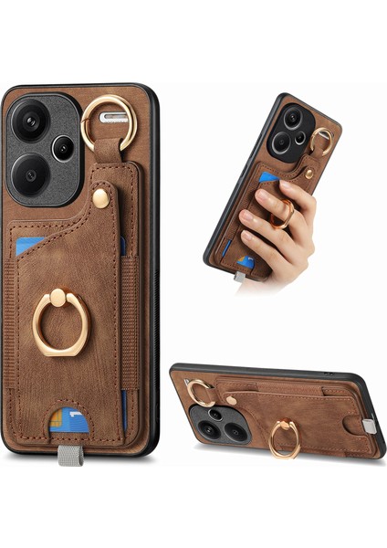 Xiaomi Redmi Note 13 Pro+ 5g Retro Deri Arka Kapak Halkası Kart Tutucu ile (Yurt Dışından)