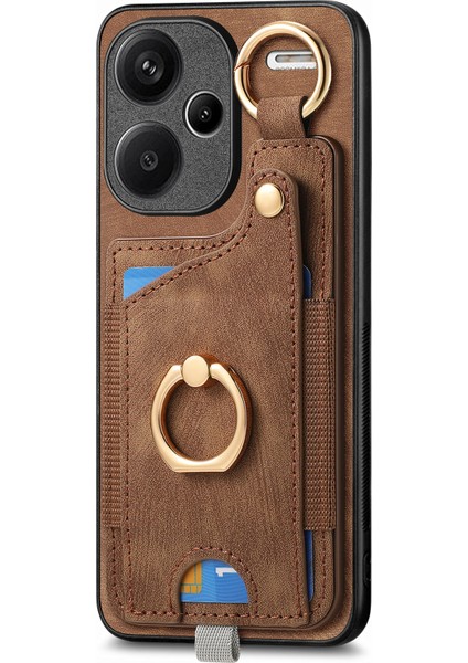 Xiaomi Redmi Note 13 Pro+ 5g Retro Deri Arka Kapak Halkası Kart Tutucu ile (Yurt Dışından)