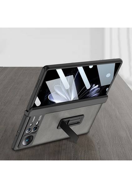Xiaomi Mix Fold 2 5g Mat Deri Kılıf Kickstand Telefon Kapağı (Yurt Dışından)