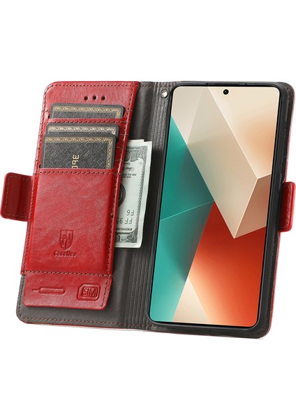 Xiaomi Redmi Note 13 5g Pu Deri Kılıf Rfıd Blowıng Flip Cüzdan Telefon Kapağı (Yurt Dışından)