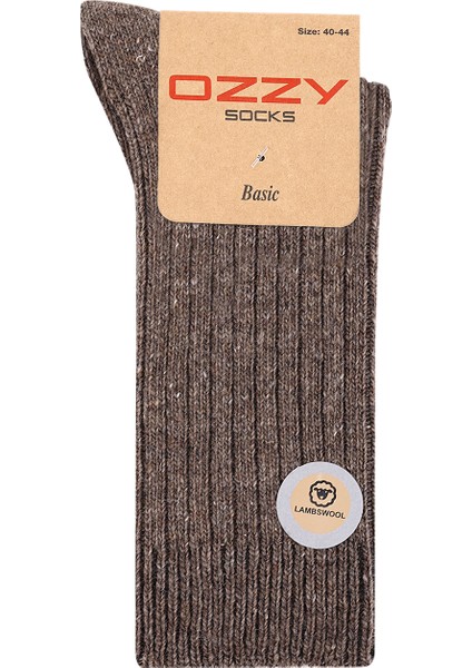 Ozzy Socks 1 Çift Kışlık Gri Erkek Lambswool Yünlü Uyku Çorabı Soft Touch