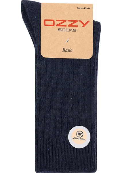 Ozzy Socks 1 Çift Kışlık Gri Erkek Lambswool Yünlü Uyku Çorabı Soft Touch