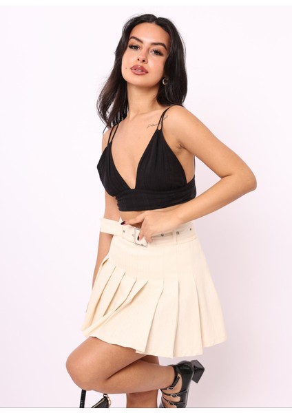 Kadın Kemerli Pileli Etek