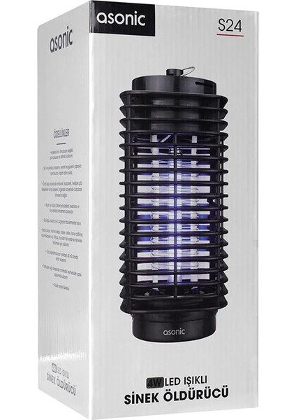 Asonıc S24 4 Watt Siyah LED Işıklı Sinek Öldürücü