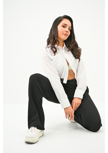 Kadın Beli Lastik Detaylı Crop Gömlek Takım 4021-24 indirimleri