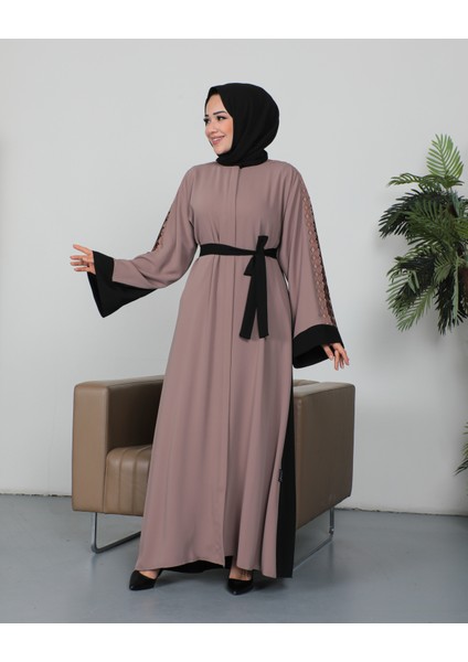 Nakışlı Cupra Kumaş Abaya-Kimono fırsatları