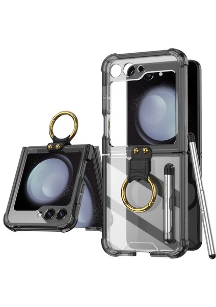 Z Flip5 Için 5g Case Ring Kickstand Tpu Telefon Kapağı, Stylus/küçük Ekranlı Film-Şöhretli Siyah (Yurt Dışından)