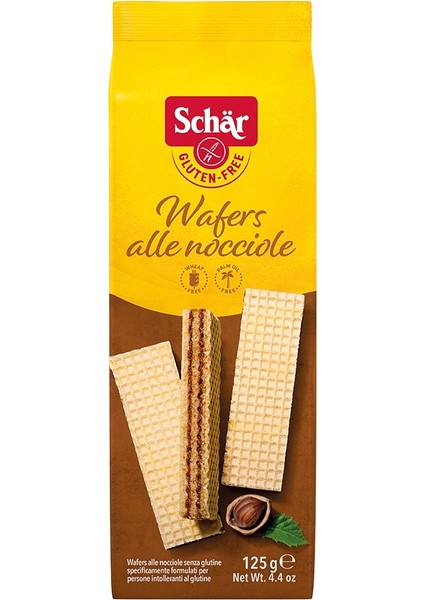 Wafers Alla Nocciole Glutensiz Fındıklı Gofret 125 gr (6 ADET)