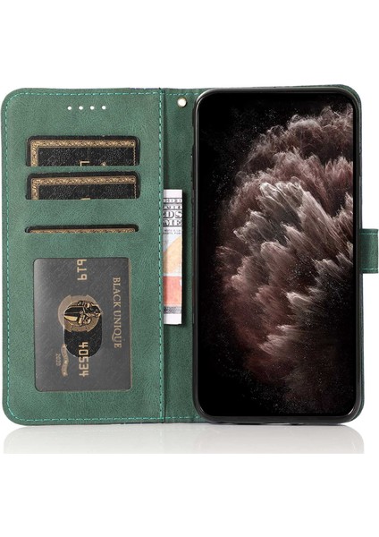 Samsung Galaxy A05 Için 4g Kasa Cüzdanı Pu Deri Renk Ekleme Telefon Kapak Mavisi+Yeşil (Yurt Dışından)