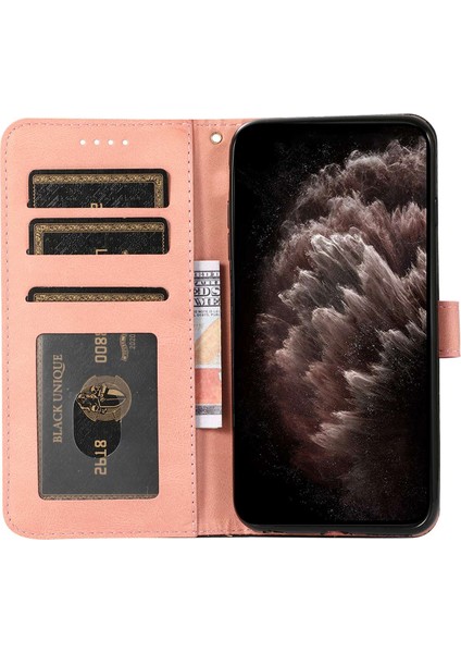Samsung Galaxy A05 Için 4g Kasa Pu Pu Deri Renk Ekleme Telefon Kapağı Black+Pembe (Yurt Dışından)