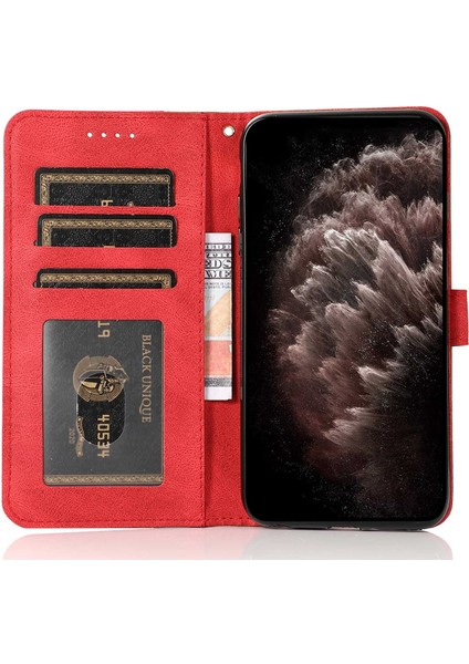 Samsung Galaxy A05 Için 4g Kasa Pu Pu Deri Renk Ekleme Telefon Kapak-Kahverengi+Kırmızı (Yurt Dışından)