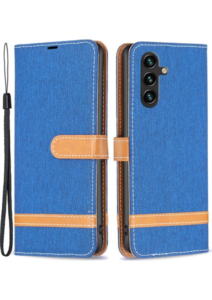 Samsung Galaxy A35 5g 5g Case Kot Cezası Pu Deri Deri Cüzdan Kapak Sapfire (Yurt Dışından)