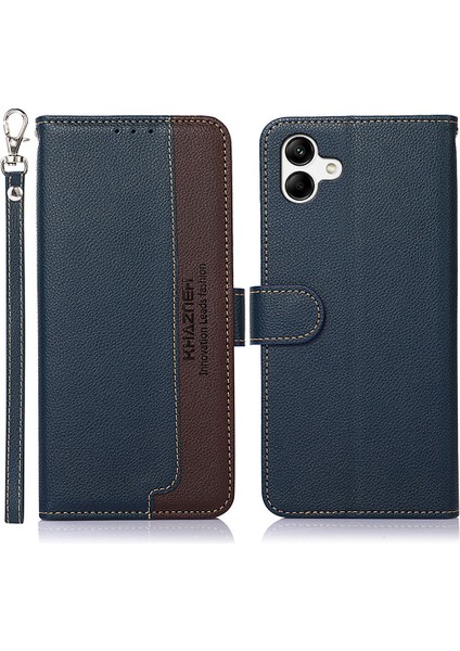 Samsung Galaxy A05 Için Khazneh 4g Case Rfıd Engelleme Cüzdanı Pu Deri Telefon Stand Kapak-Blue (Yurt Dışından)