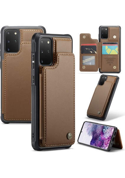 Samsung Galaxy S20 Plus 4g/5g Case 5 Kart Yuvaları Telefon Kickstand Cover-Brown (Yurt Dışından)