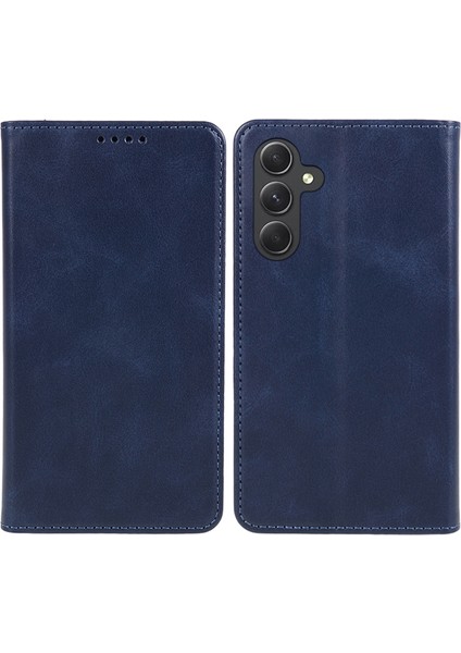 Samsung Galaxy A15 5g Kasa Deri Cüzdan Kapağı Manyetik Otomatik Kapanış Telefon Kabuk Mavisi (Yurt Dışından)
