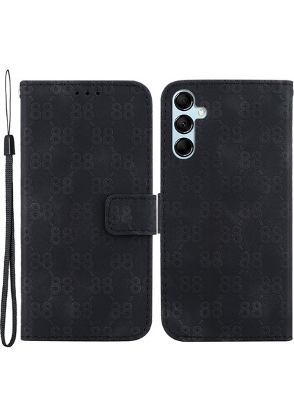 Samsung Galaxy Için M34 5G/F34 5g Çift 8 Şekilli Baskı Telefonu Kapağı Deri Cüzdan Standı Case-Black (Yurt Dışından)