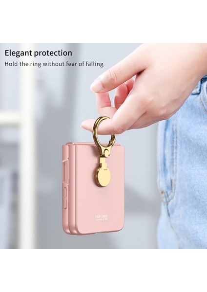 Samsung Galaxy Z Flip5 5g Ince Telefon Kılıfı Küçük Ekranlı Film-Pembe ile Sabit Pc Kickstand Kapak (Yurt Dışından) fiyatları