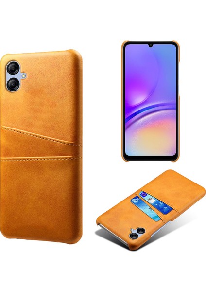 Samsung Galaxy A05 Için 4g Vaka Şok Geçirmez Pu Deri+Pc Kart Tutucu Telefon Geri Kabuk-Orange (Yurt Dışından)
