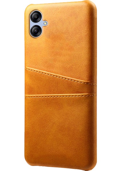 Samsung Galaxy A05 Için 4g Vaka Şok Geçirmez Pu Deri+Pc Kart Tutucu Telefon Geri Kabuk-Orange (Yurt Dışından)