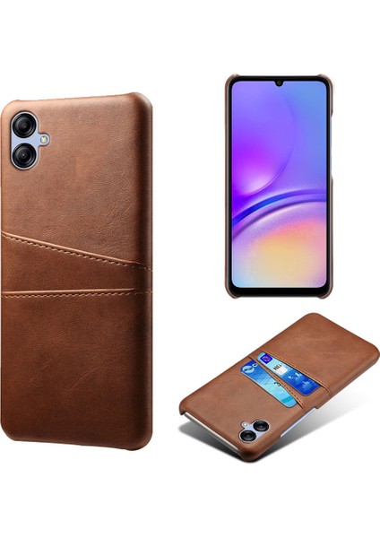 Samsung Galaxy A05 Için 4g Kasa Şok Geçirmez Pu Deri+Pc Kart Tutucu Telefon Geri Kabuk-Kahverengi (Yurt Dışından)