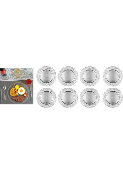 Cam Çeyiz Yemek Servis Tabak Set 8 Parca   23X23X1,5CM