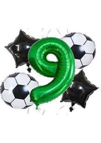 Yeşil Rakam Futbol Temalı Balon Seti Yaş 9