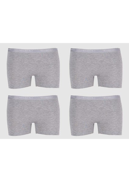 4'lü Bayan Likralı Mini BOXER-234 Gri