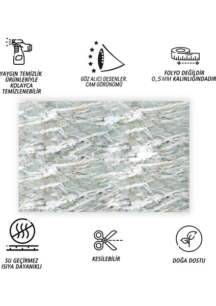 Kendinden Yapışkanlı Yeşil Agat Desenli Pvc Panel 41X62 cm (12 Adet) 3 M²