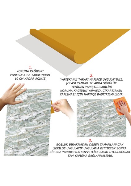 Kendinden Yapışkanlı Yeşil Agat Desenli Pvc Panel 41X62 cm (12 Adet) 3 M²