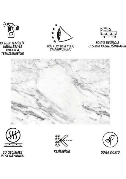 Kendinden Yapışkanlı Beyaz Mermer Desenli Pvc Panel 41X62 cm (12 Adet) 3 M²