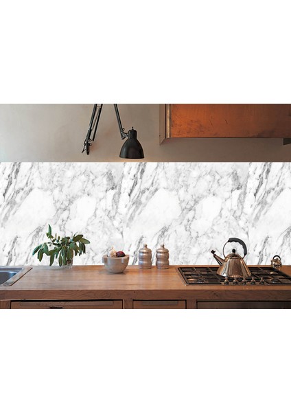 Kendinden Yapışkanlı Beyaz Mermer Desenli Pvc Panel 41X62 cm (12 Adet) 3 M²